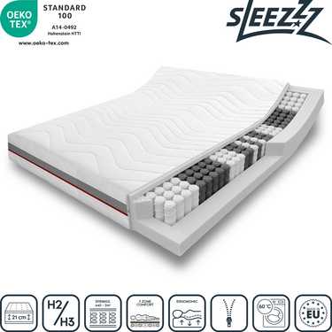 7 Zonen orthopädische Taschenfederkernmatratze Sleezzz Premium 120 x 200 cm, Höhe 23 cm, Härtegrad H2/H3