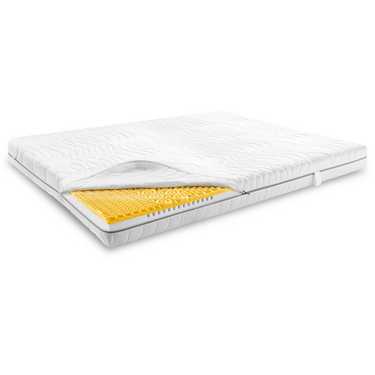 7-zone visco-elastisch matras Sleezzz Smart 120 x 200 cm, hoogte 18 cm, hardheidsniveau H3 met luchtgeheugenschuim + Sleezzz Premium orthopedisch geleffect neksteunkussen 32 x 60 cm