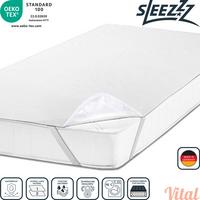 Sleezzz Vital waterproof molleton mattress protector fixed tension 90 x 200 cm, mattress protector made of 100% cotton in white