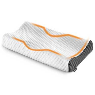 7-zone visco-elastisch matras Sleezzz Smart 120 x 200 cm, hoogte 18 cm, hardheidsniveau H3 met luchtgeheugenschuim + Sleezzz Premium orthopedisch geleffect neksteunkussen 32 x 60 cm