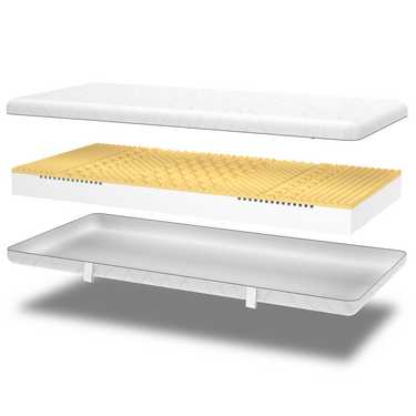 Matelas viscoélastique 7 zones Sleezzz Smart 90 x 200 cm, hauteur 18 cm, degré de fermeté H3 avec mousse à mémoire de forme Air + oreiller Sleezzz® Premium à effet mémoire de forme