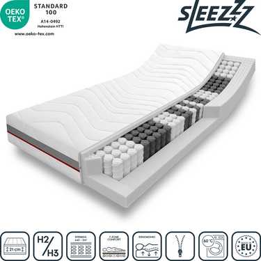 7-zone orthopaedic pocket spring mattress Sleezzz Premium 90 x 200 cm, height 23 cm, firmness level H2/H3