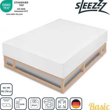 Sleezzz Basic stretch molleton fitted sheet 160/190 - 190/210 cm in a double pack