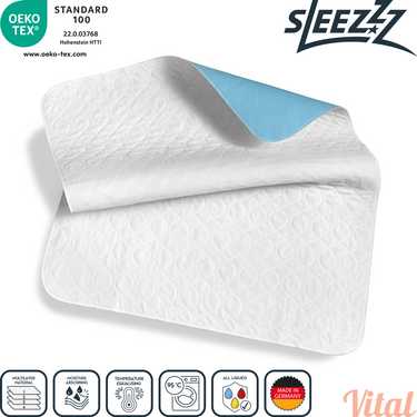 Sleezzz Vital waterdichte absorberende fleece matrasbeschermer, 75 x 90 cm, om de matras te beschermen