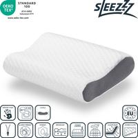 Sleezzz premium viskoelastisk nakkestøttepute 50 x 32 x 11 cm med hudvennlig dobbelt tøyovertrekk