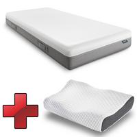 Sleezzz Premium viscoelastic mattress 90 x 200 cm, height 20 cm, firmness level H2/H3, with reversible handles + Sleezzz® Premium gel pillow