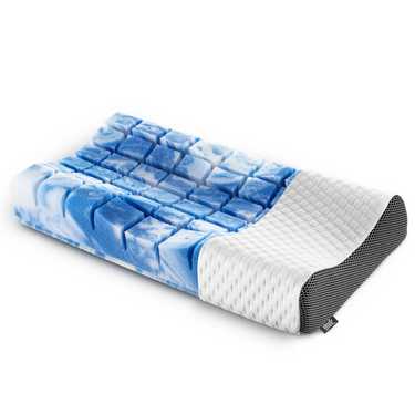 7-zone visco-elastisch matras Sleezzz Smart 120 x 200 cm, hoogte 18 cm, hardheidsniveau H3 met luchtgeheugenschuim + Sleezzz Premium orthopedisch geleffect neksteunkussen 32 x 60 cm