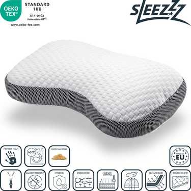 Sleezzz Premium Viskoelastik Kontur Kissen Schmetterling 36 x 60 cm mit hautsympathischem Doppeltuch-Bezug