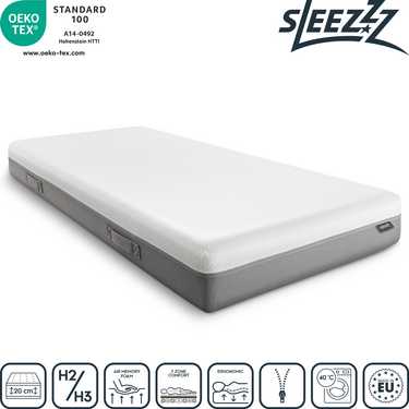 Sleezzz Premium viscoelastická matrace 100 x 200 cm, výška 20 cm, stupeň tuhosti H2/H3, s oboustrannými úchyty